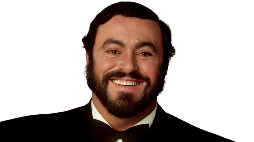 Luciano Pavarotti con rostro expandido. Extrovertido.